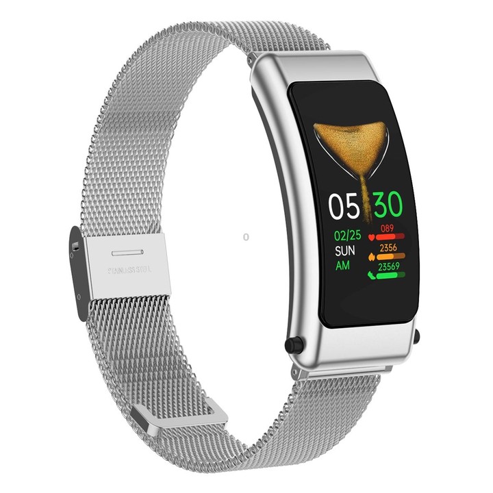 K50 1.08 inch Steel Band Earphone Detachable IP67 Waterproof Smart Watch Support Bluetooth Call(Silver)