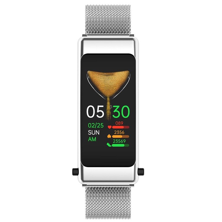 K50 1.08 inch Steel Band Earphone Detachable IP67 Waterproof Smart Watch Support Bluetooth Call(Silver)