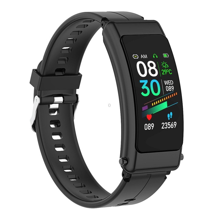 K50 1.08 inch Silicone Band Earphone Detachable IP67 Waterproof Smart Watch Support Bluetooth Call(Black)