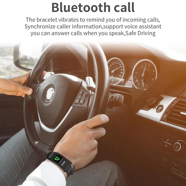 K50 1.08 inch Leather Band Earphone Detachable IP67 Waterproof Smart Watch Support Bluetooth Call(Black)
