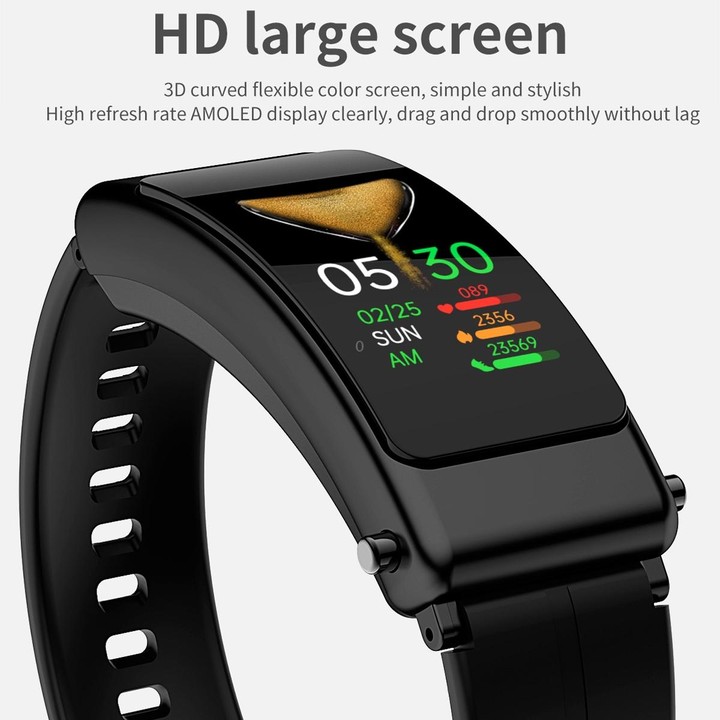 K50 1.08 inch Leather Band Earphone Detachable IP67 Waterproof Smart Watch Support Bluetooth Call(Brown)