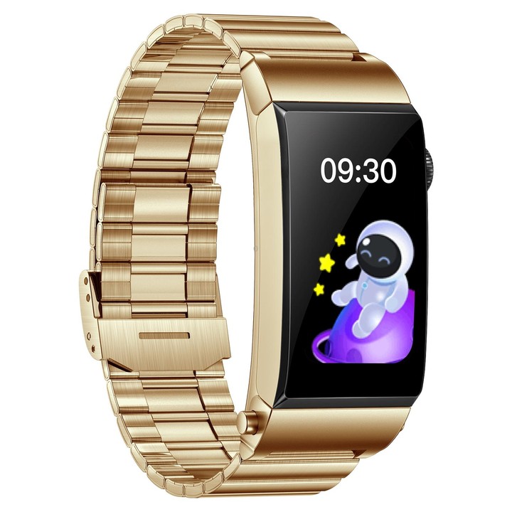 M6 1.5 inch Steel Band Earphone Detachable IP68 Waterproof Smart Watch Support Bluetooth Call(Gold)