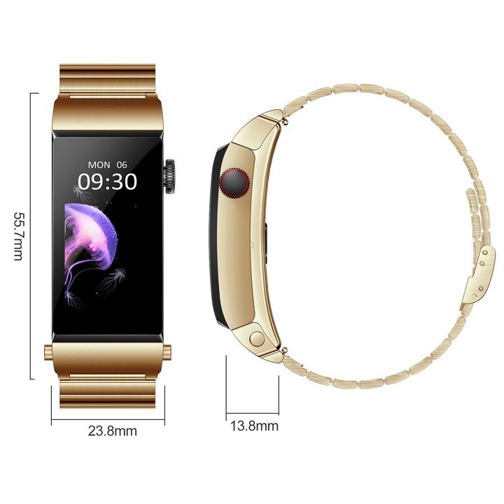 M6 1.5 inch Steel Band Earphone Detachable IP68 Waterproof Smart Watch Support Bluetooth Call(Gold)