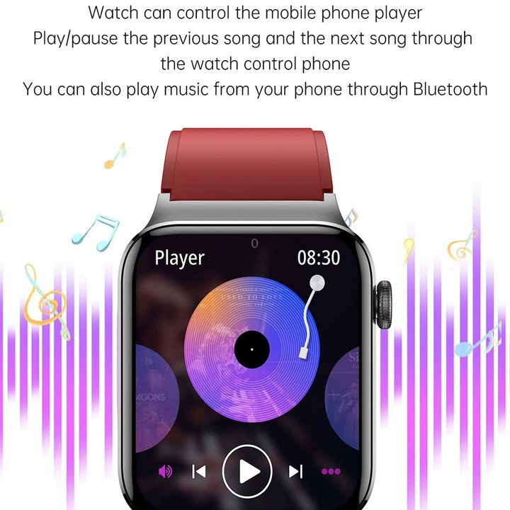 T50 1.85 inch Silicone Band IP67 Waterproof Smart Watch Supports Voice Assistant / Health Monitoring(Red)