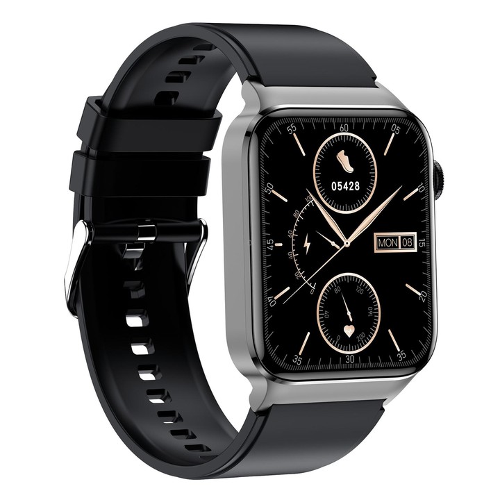 T50 1.85 inch Silicone Band IP67 Waterproof Smart Watch Supports Voice Assistant / Health Monitoring(Black)