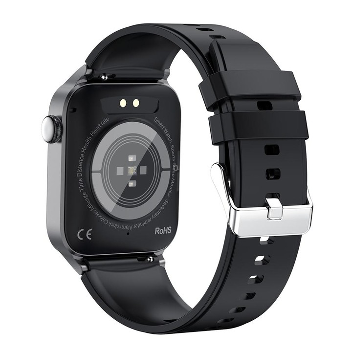 T50 1.85 inch Silicone Band IP67 Waterproof Smart Watch Supports Voice Assistant / Health Monitoring(Black)