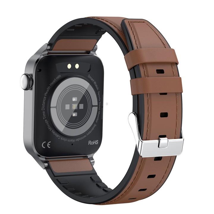 T50 1.85 inch Leather Band IP67 Waterproof Smart Watch Supports Voice Assistant / Health Monitoring(Brown)