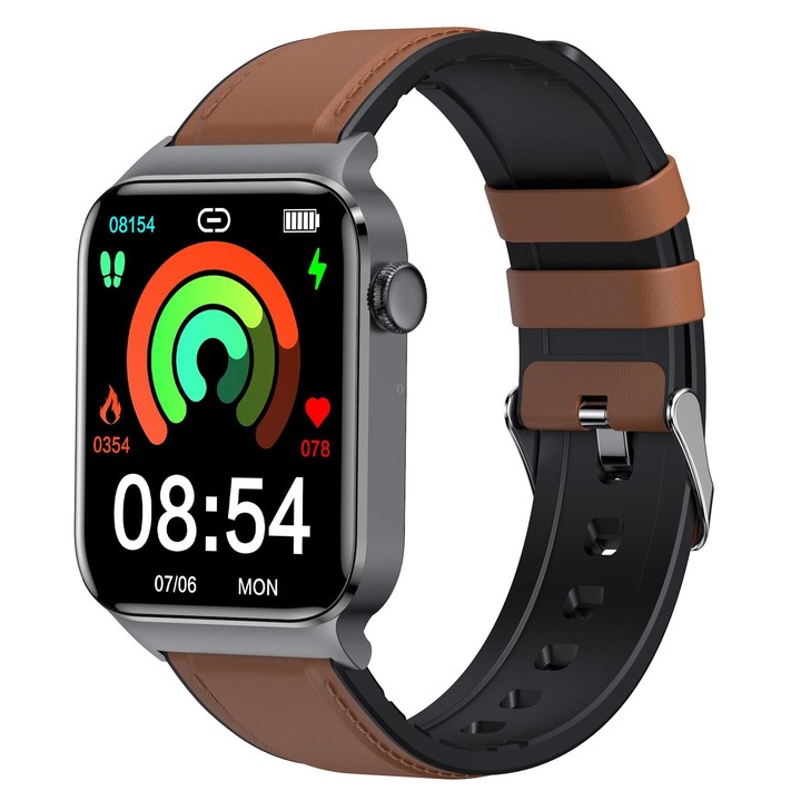 T50 1.85 inch Leather Band IP67 Waterproof Smart Watch Supports Voice Assistant / Health Monitoring(Brown)