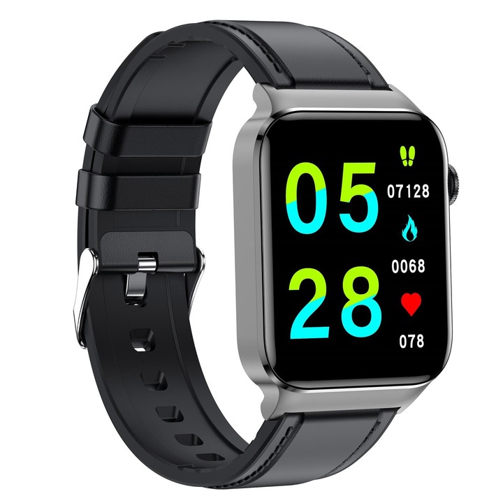 T50 1.85 inch Leather Band IP67 Waterproof Smart Watch Supports Voice Assistant / Health Monitoring(Black)