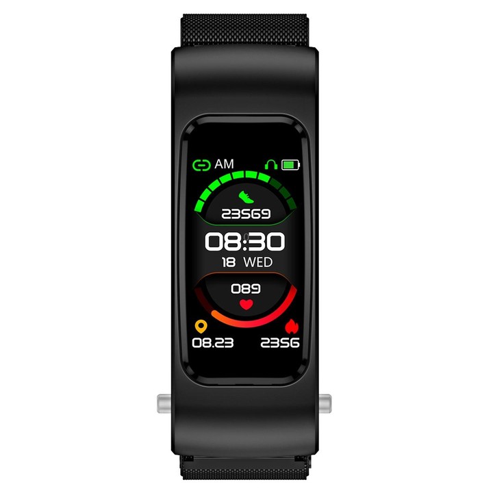 K60 1.08 inch Steel Band Earphone Detachable Life Waterproof Smart Watch Support Bluetooth Call(Black)