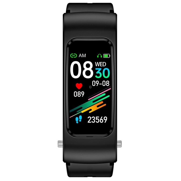 K60 1.08 inch Silicone Band Earphone Detachable Life Waterproof Smart Watch Support Bluetooth Call(Black)