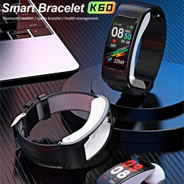 K60 1.08 inch Silicone Band Earphone Detachable Life Waterproof Smart Watch Support Bluetooth Call(Black)