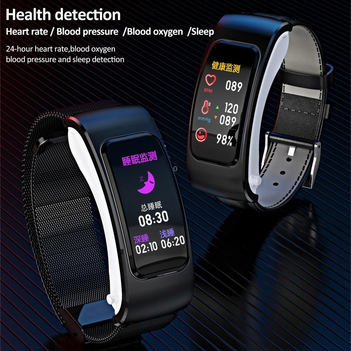K60 1.08 inch Silicone Band Earphone Detachable Life Waterproof Smart Watch Support Bluetooth Call(Black Silver)