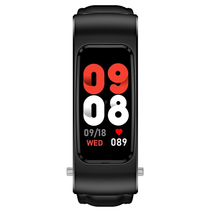 K60 1.08 inch Leather Band Earphone Detachable Life Waterproof Smart Watch Support Bluetooth Call(Black)