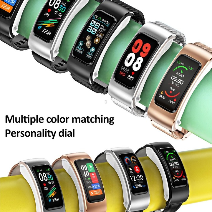 K60 1.08 inch Leather Band Earphone Detachable Life Waterproof Smart Watch Support Bluetooth Call(Black Silver)