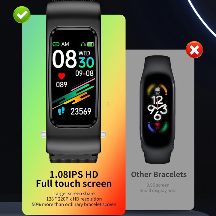 K60 1.08 inch Leather Band Earphone Detachable Life Waterproof Smart Watch Support Bluetooth Call(Black Silver)