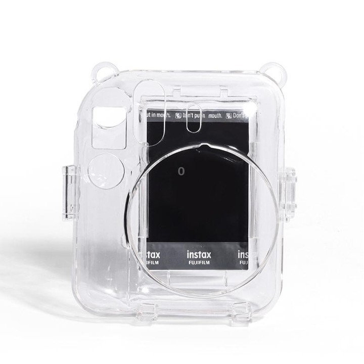 For FUJIFILM instax mini 12 Crystal Hard Acrylic Camera Case with Shoulder Strap(DIY Pink Graffiti)