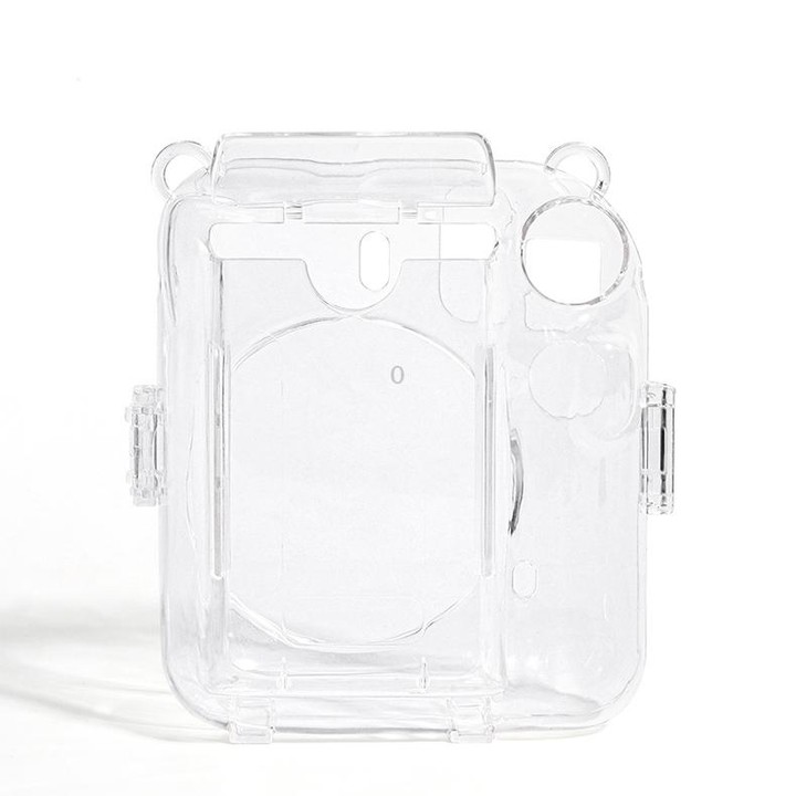 For FUJIFILM instax mini 12 Crystal Hard Acrylic Camera Case with Shoulder Strap(DIY Purple Daisies)