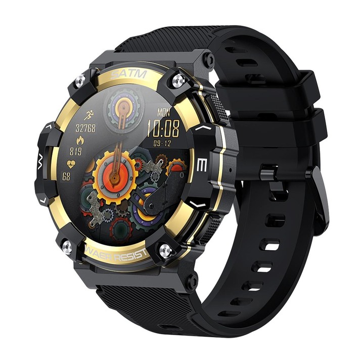 PG666 1.39 inch TFT Screen Bluetooth Call Smart Watch, Support Heart Rate / Blood Pressure Monitoring(Black Gold)