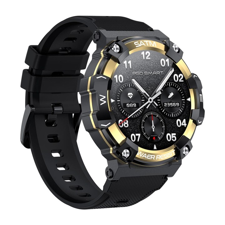 PG666 1.39 inch TFT Screen Bluetooth Call Smart Watch, Support Heart Rate / Blood Pressure Monitoring(Black Gold)
