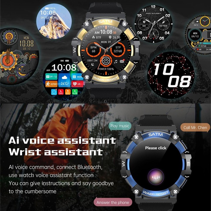 PG666 1.39 inch TFT Screen Bluetooth Call Smart Watch, Support Heart Rate / Blood Pressure Monitoring(Black Gold)