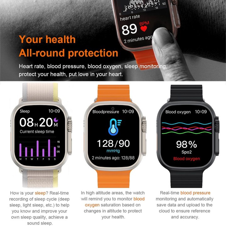 S800 Ultra Max 1.96 inch TFT Screen Smart Watch, Support Heart Rate / Blood Pressure Monitoring(Blue)