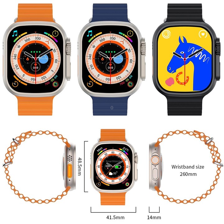 S800 Ultra Max 1.96 inch TFT Screen Smart Watch, Support Heart Rate / Blood Pressure Monitoring(Blue)