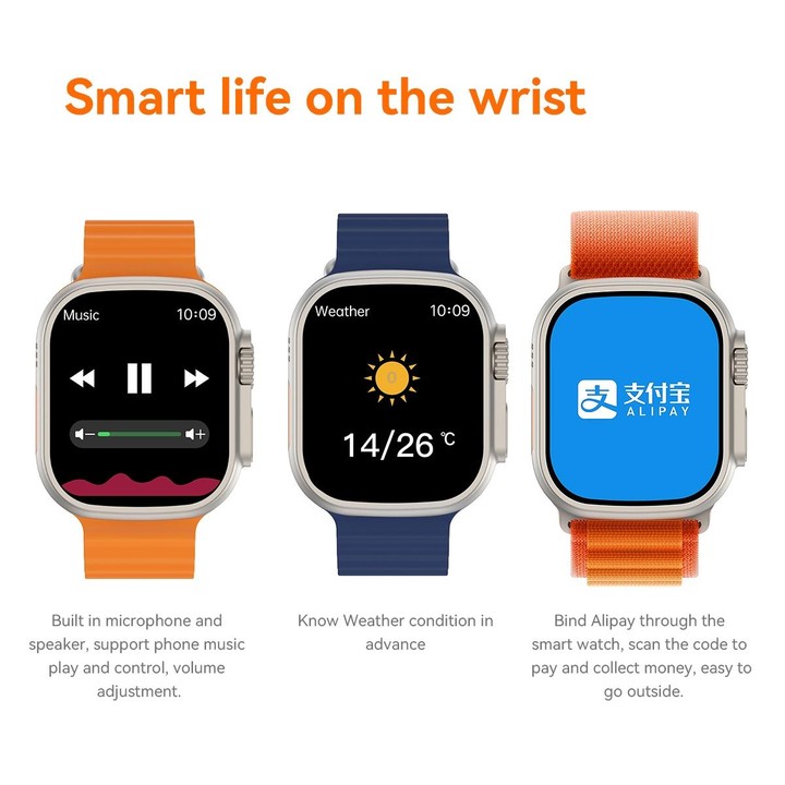 S800 Ultra Max 1.96 inch TFT Screen Smart Watch, Support Heart Rate / Blood Pressure Monitoring(Black)
