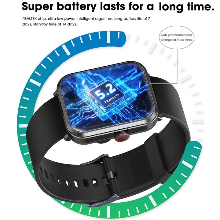 S6 TWS Earphone 1.91 inch Smart Bracelet Support Bluetooth Call / Health Monitoring(Black)