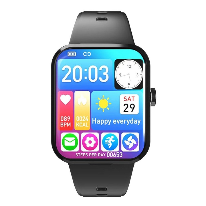 S6 TWS Earphone 1.91 inch Smart Bracelet Support Bluetooth Call / Health Monitoring(Black)