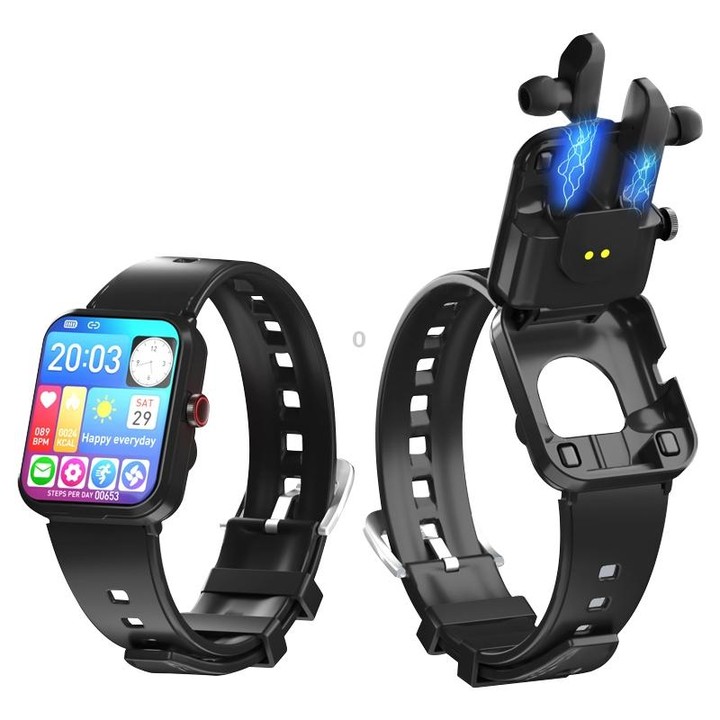 S6 TWS Earphone 1.91 inch Smart Bracelet Support Bluetooth Call / Health Monitoring(Black)