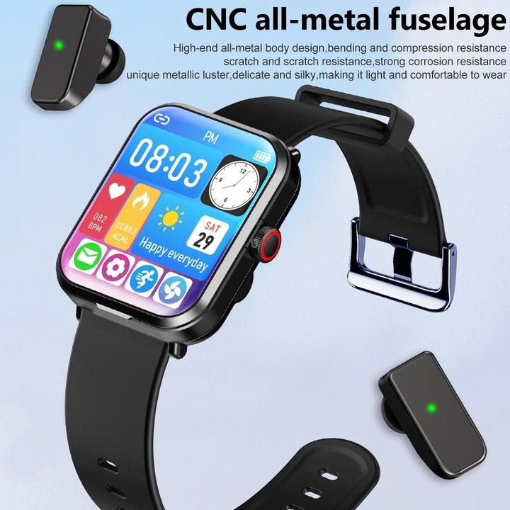 S6 TWS Earphone 1.91 inch Smart Bracelet Support Bluetooth Call / Health Monitoring(Black)