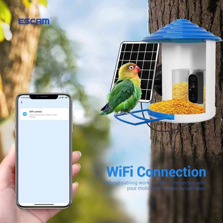 ESCAM PT389 IP66 Waterproof 2MP PIR Motion Detection Two-way Audio Night Vision WiFi Camera with AI Bird Recognition Bird Watchi