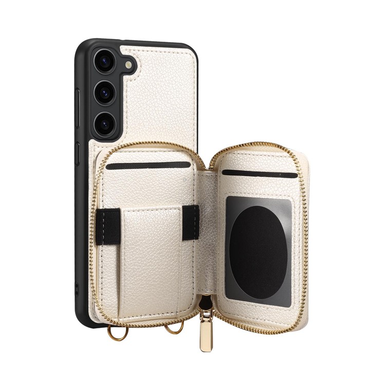 For Samsung Galaxy S22 5G Zipper Card Slot Phone Case(White)
