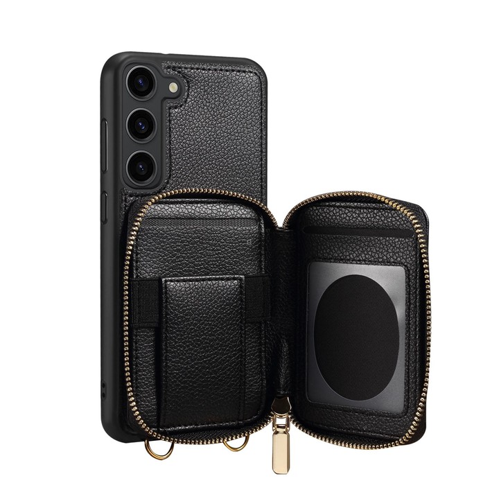 For Samsung Galaxy S22 5G Zipper Card Slot Phone Case(Black)