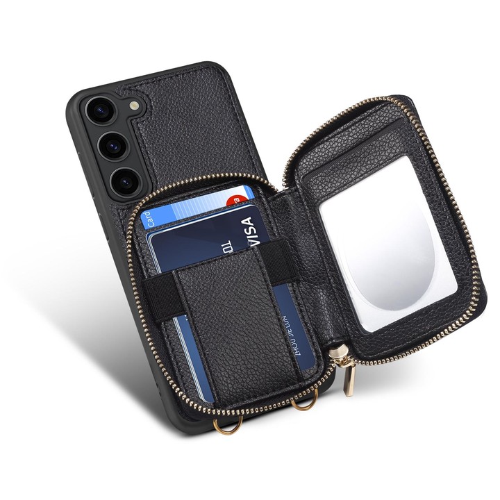 For Samsung Galaxy S22 5G Zipper Card Slot Phone Case(Black)