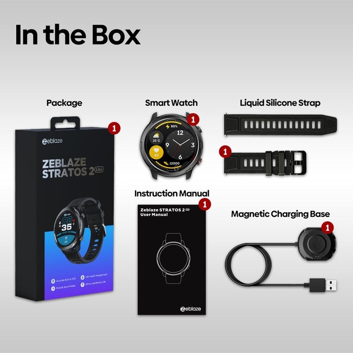 Zeblaze Stratos 2 Lite 1.32 inch IPS Screen 5 ATM Waterproof GPS Smart Watch, Support Heart Rate Monitoring / Sports Mode(Black)