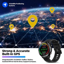 Zeblaze Stratos 2 Lite 1.32 inch IPS Screen 5 ATM Waterproof GPS Smart Watch, Support Heart Rate Monitoring / Sports Mode(Black)