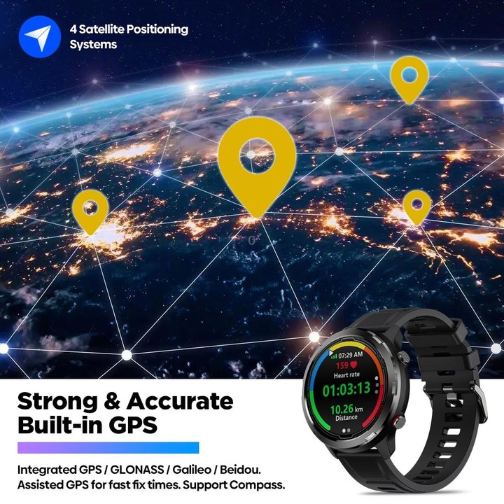 Zeblaze Stratos 2 Lite 1.32 inch IPS Screen 5 ATM Waterproof GPS Smart Watch, Support Heart Rate Monitoring / Sports Mode(Black)