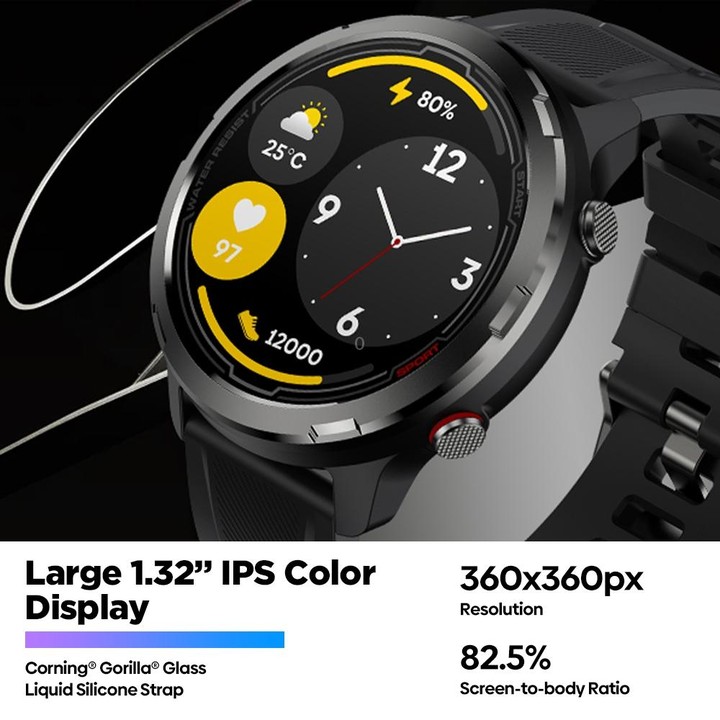 Zeblaze Stratos 2 Lite 1.32 inch IPS Screen 5 ATM Waterproof GPS Smart Watch, Support Heart Rate Monitoring / Sports Mode(Black)
