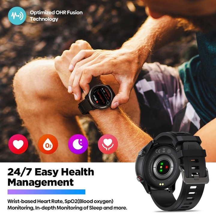 Zeblaze Stratos 2 Lite 1.32 inch IPS Screen 5 ATM Waterproof GPS Smart Watch, Support Heart Rate Monitoring / Sports Mode(Black)