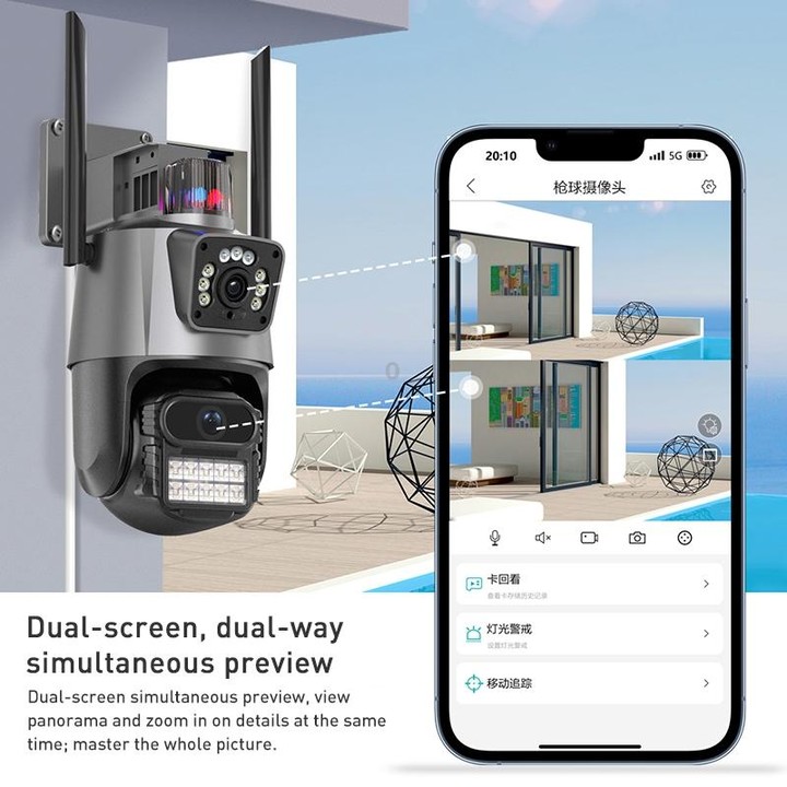 QX81 Humanoid Recognition AI Alarm WIFI Spherical Dual 2MP IP Camera, Plug:UK Plug