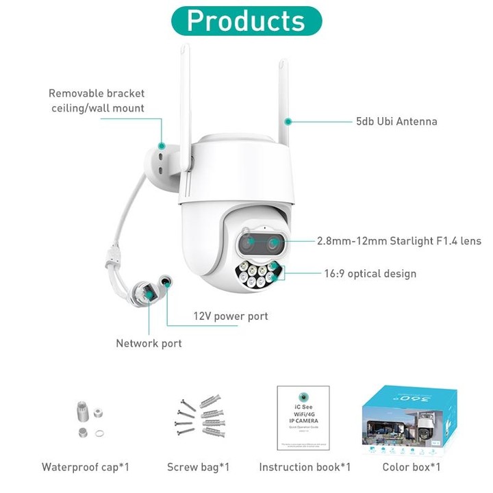 QX82 400W Dual Screen Dual Channel Synchronous Monitoring IP Camera, Plug:UK Plug