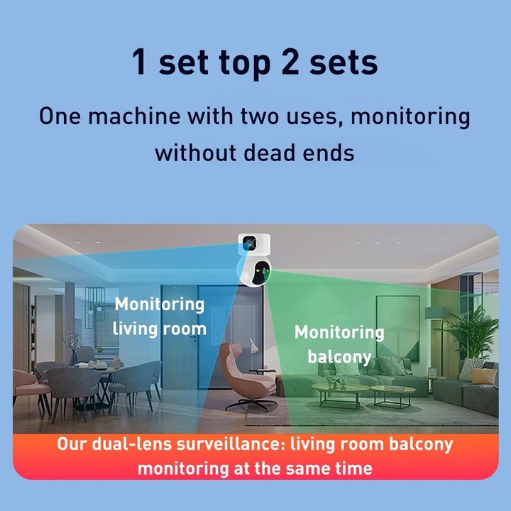 YT66 Dual 2MP Wireless Smart PTZ Camera, Plug:UK Plug