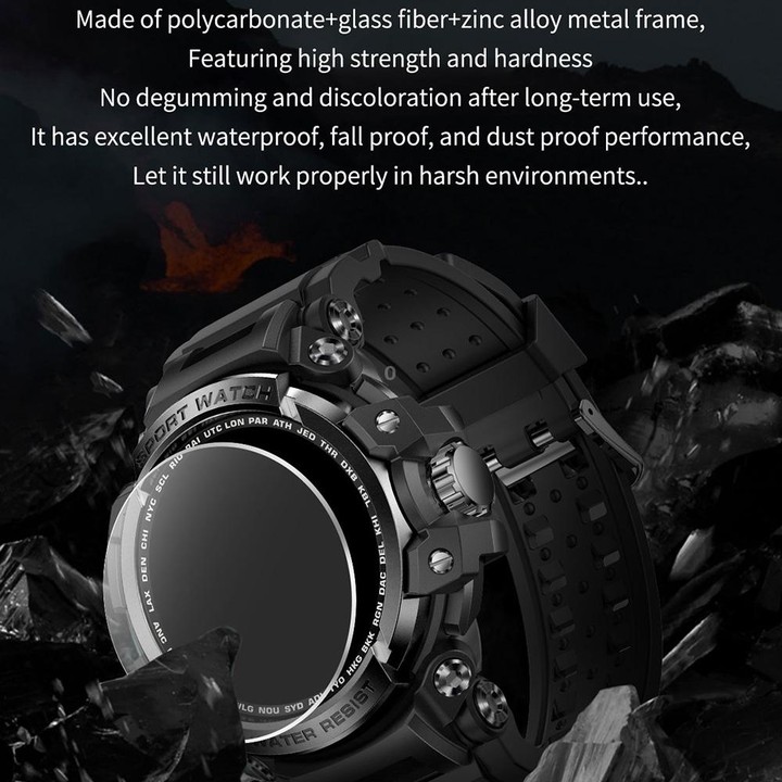 LC16 1.32 inch IP68 Waterproof Sports Outdoor Sport Smart Watch, Support Bluetooth Calling / Heart Rate Monitoring(Black)
