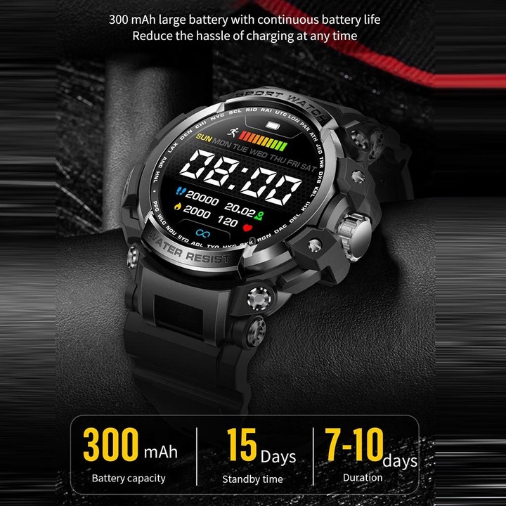 LC16 1.32 inch IP68 Waterproof Sports Outdoor Sport Smart Watch, Support Bluetooth Calling / Heart Rate Monitoring(Black)