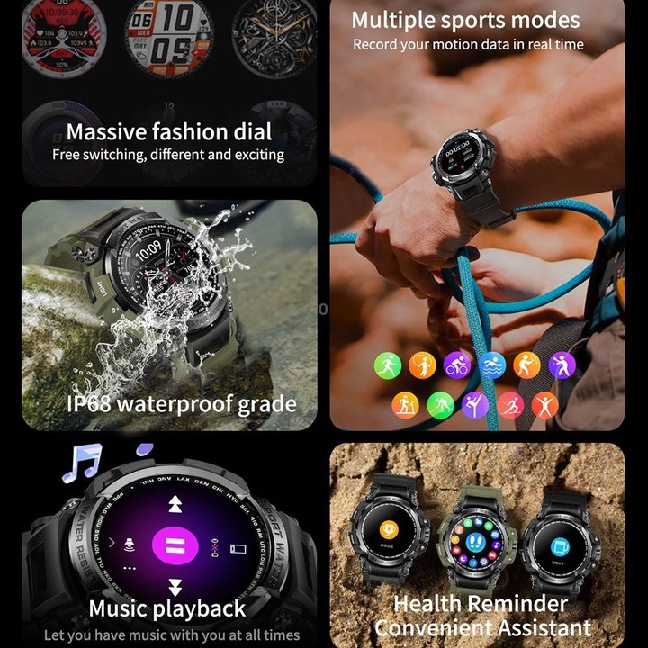 LC16 1.32 inch IP68 Waterproof Sports Outdoor Sport Smart Watch, Support Bluetooth Calling / Heart Rate Monitoring(Black)