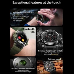 LC16 1.32 inch IP68 Waterproof Sports Outdoor Sport Smart Watch, Support Bluetooth Calling / Heart Rate Monitoring(Black)