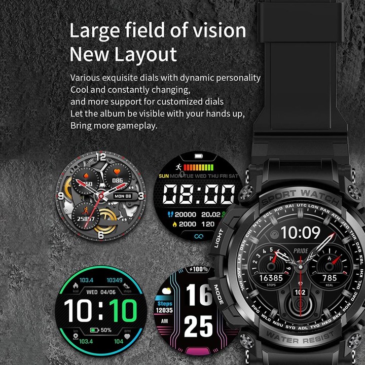LC16 1.32 inch IP68 Waterproof Sports Outdoor Sport Smart Watch, Support Bluetooth Calling / Heart Rate Monitoring(Black)