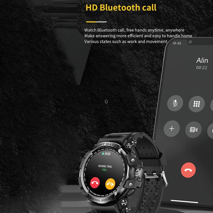 LC16 1.32 inch IP68 Waterproof Sports Outdoor Sport Smart Watch, Support Bluetooth Calling / Heart Rate Monitoring(Black)
